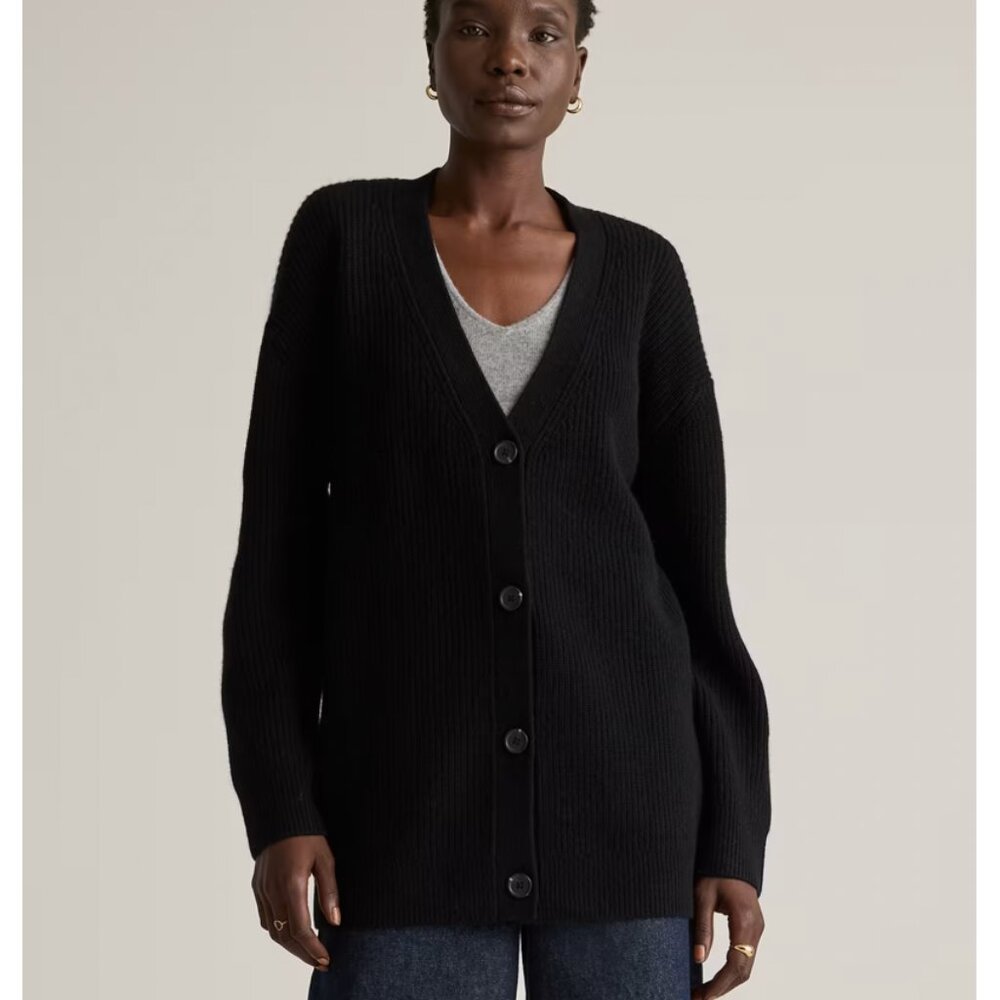 NWT Quince Mongolian Cashmere Oversized Boyfriend Cardigan Sweater Size XS